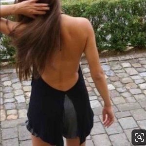 Black Open Back Halter Tank - Brandy Melville